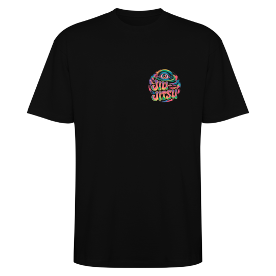 Camiseta oversize negra hombre frente BJJ Ojo Psicodélico SACRIFICE
